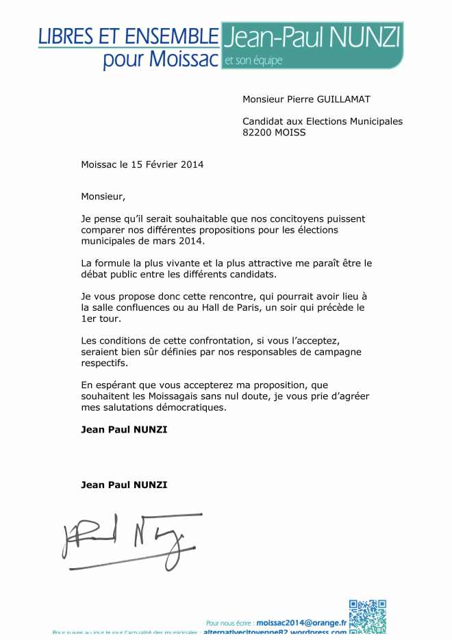 lettre 15 Février 2014